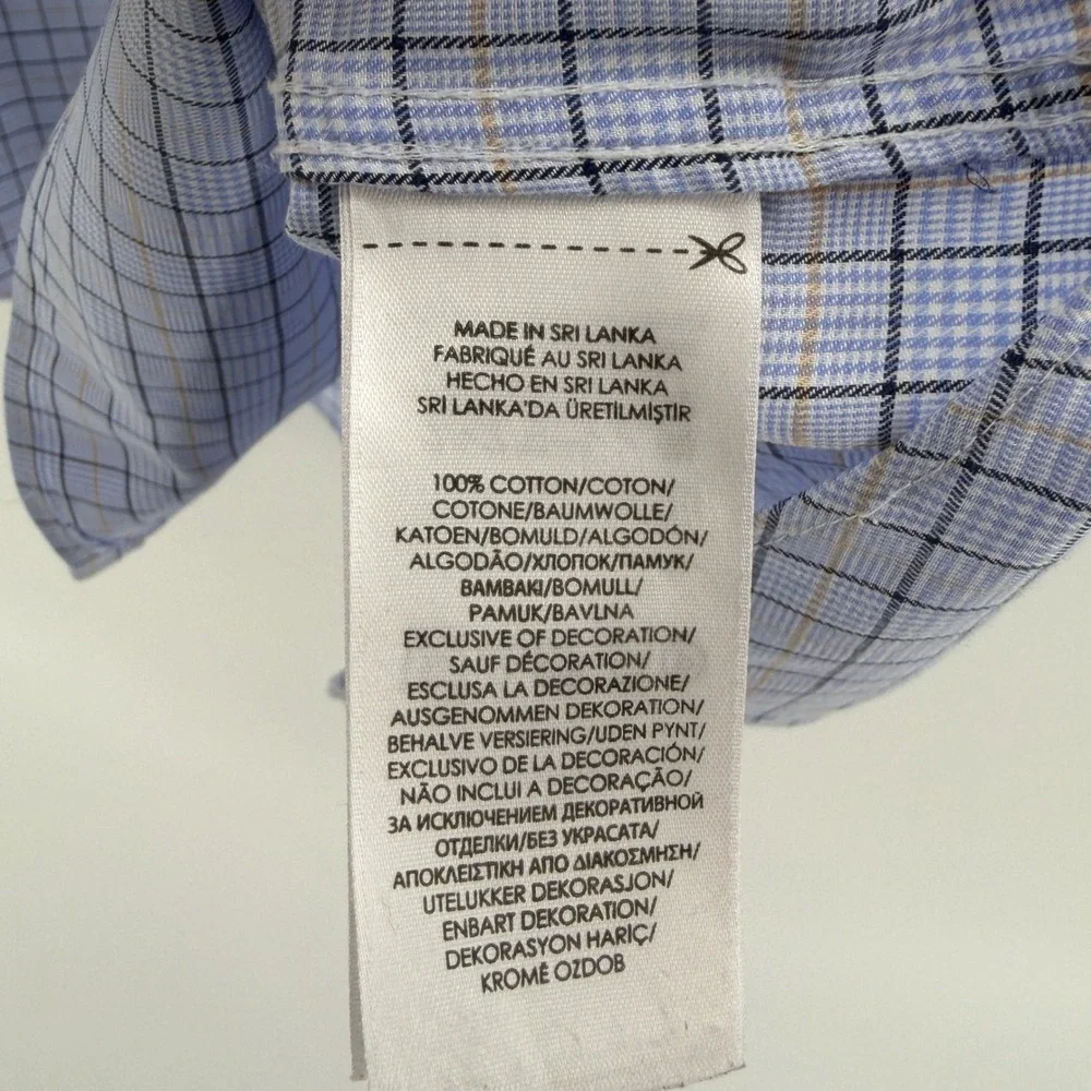 Polo Ralph Lauren Mens XL Blue Check Easy Care Stretch Button Down Dress Shirt